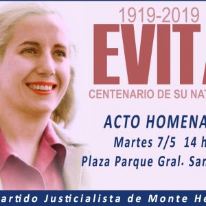 Acto homenaje en #MonteHermoso #EvitaEterna #EvitaCumple